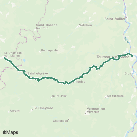 ARA Cars Région Ardèche Tournon - le Chambon / Lignon map