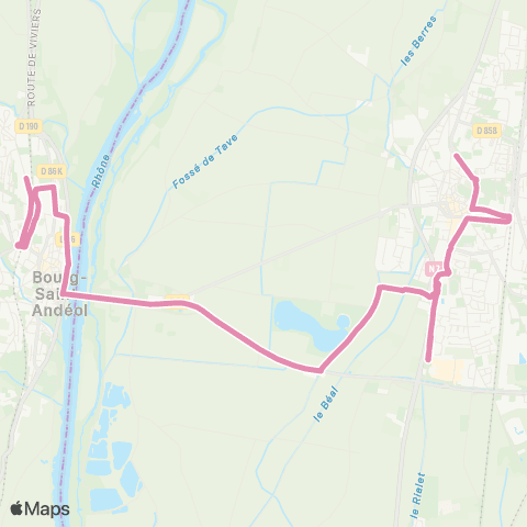 ARA Cars Région Ardèche Bourg St Andéol - Pierrelatte map