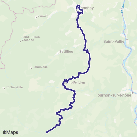 ARA Cars Région Ardèche Lamastre - St Félicien - Annonay map