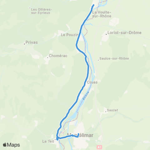 ARA Cars Région Ardèche Desserte Cruas Privas map
