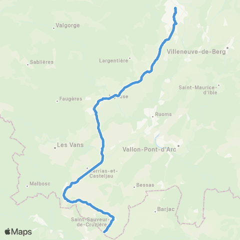 ARA Cars Région Ardèche Aubenas - les Vans - Beaulieu map