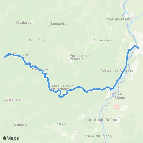 ARA Cars Région Ardèche Valence - St Sauv - le Cheylard map