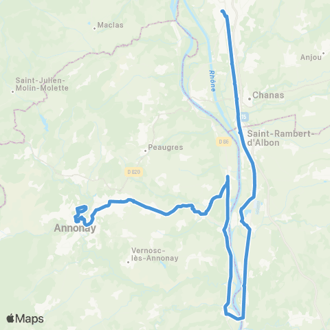 ARA Cars Région Ardèche Annonay - St Rambert - le Péage map