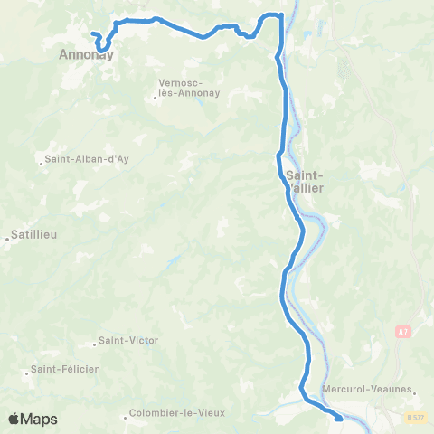 ARA Cars Région Ardèche Tournon sur Rhône - Annonay map