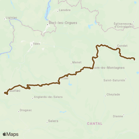 ARA Cars Région Cantal Marcenat - Mauriac map
