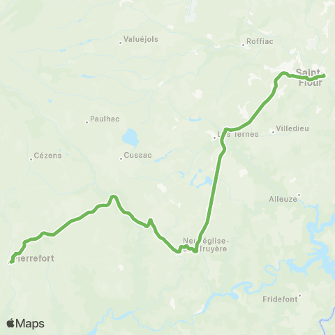 ARA Cars Région Cantal Pierrefort - Saint-Flour map
