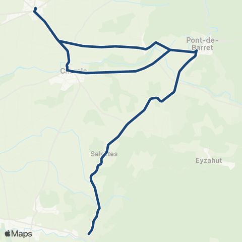 ARA Cars Région Drôme - Scolaire Sco Souspierre - Manas - Pont de Barret map