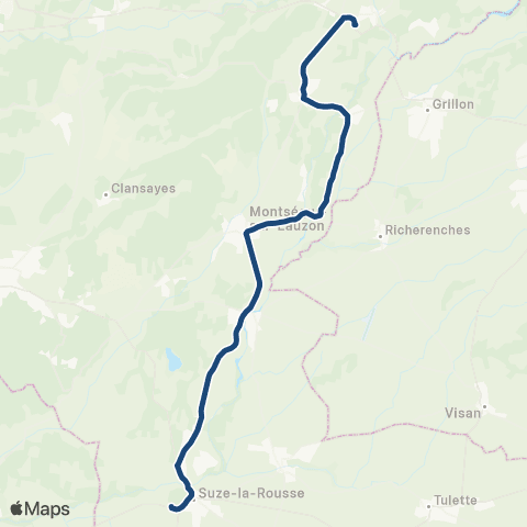 ARA Cars Région Drôme - Scolaire Sco Montsegur - Bouchet - Suze la Rousse map