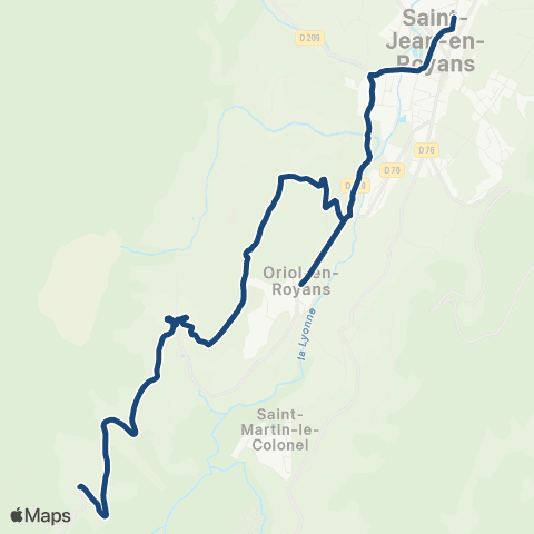 ARA Cars Région Drôme - Scolaire Sco Oriol en Royans - St Jean en Royans map