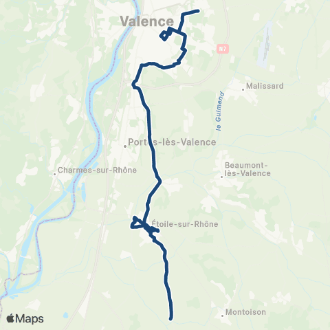 ARA Cars Région Drôme - Scolaire Sco Grane - Allex - Beauvallon - Valence map