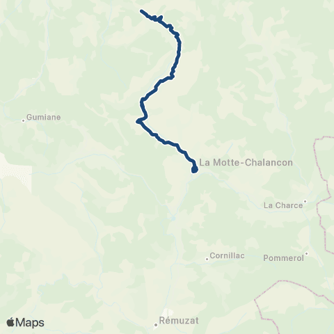 ARA Cars Région Drôme - Scolaire Sco Volvent - la Motte Chalancon map