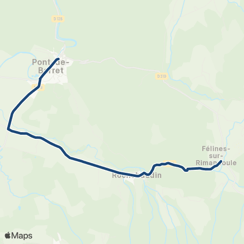 ARA Cars Région Drôme - Scolaire Sco Feline sur Rimandoule - Pt de Barret map