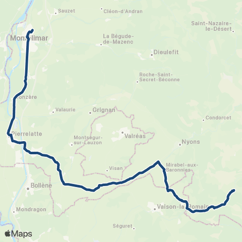 ARA Cars Région Drôme - Scolaire Sco Buis les Baronnies - Montelimar map