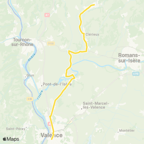 ARA Cars Région Drôme Valence Gare - St Donat map