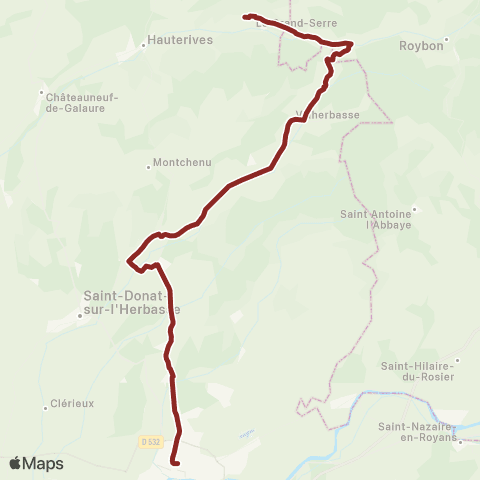 ARA Cars Région Drôme Romans - Montrigaud - le Gd Serre map