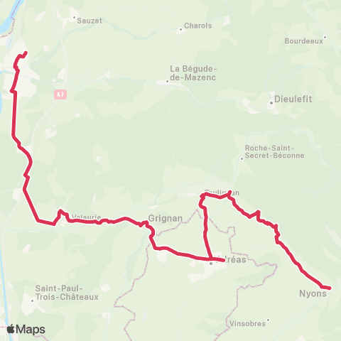 ARA Cars Région Drôme Montelimar - Grignan - Valreas - Nyons map