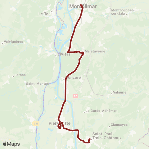 ARA Cars Région Drôme Montelimar - St Paul Trois Châteaux map