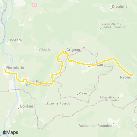 ARA Cars Région Drôme Nyons - Valreas - Grignan - Pierrelatte map