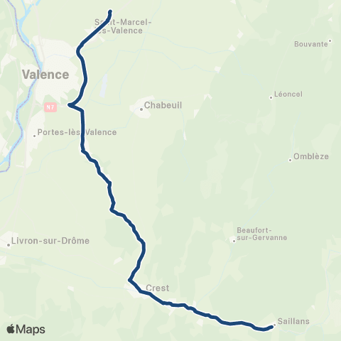 ARA Cars Région Drôme Valence TGV - Crest - Saillans map