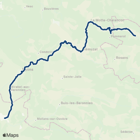 ARA Cars Région Drôme La Motte - Nyons - Vaucluse (TAD) map