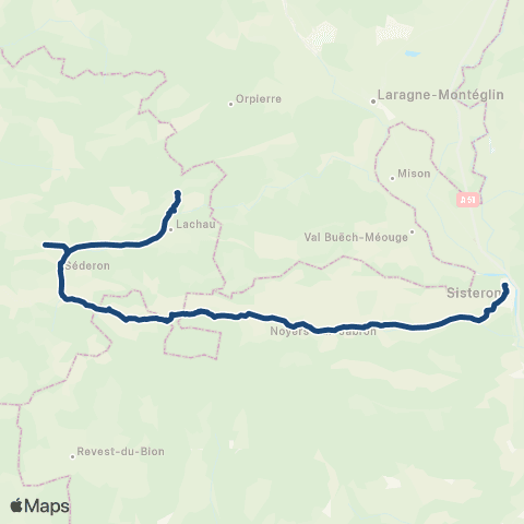 ARA Cars Région Drôme Ballons - Sederon vers Sisteron (TAD) map