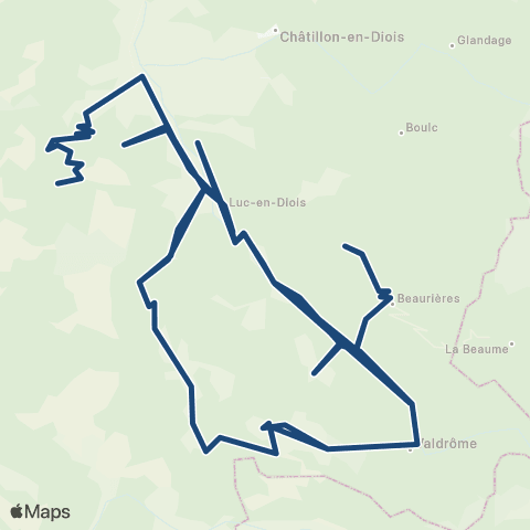 ARA Cars Région Drôme Desserte Luc en Diois (TAD) map