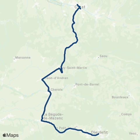 ARA Cars Région Drôme - Scolaire Sco Dieulefit - Crest map