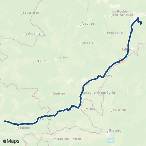 ARA Cars Région Drôme - Scolaire Sco Sederon - Gap map
