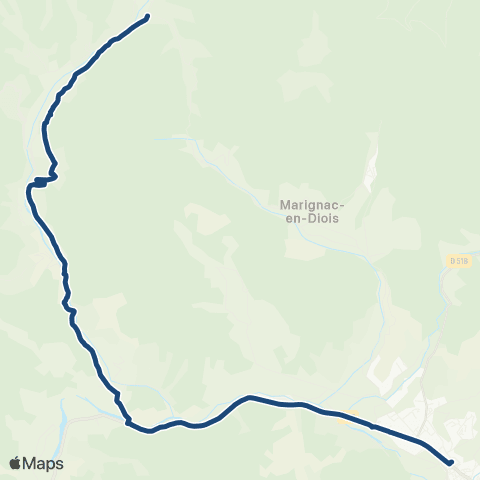 ARA Cars Région Drôme - Scolaire Sco St Julien de Quint - Vacheres - Die map