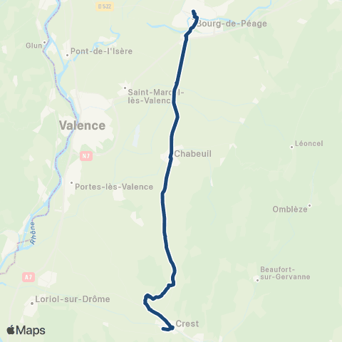 ARA Cars Région Drôme - Scolaire Sco Romans - Chab - Vaunav - Crest Nord map