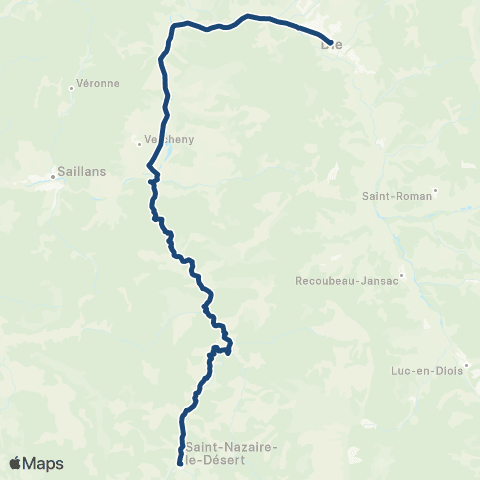 ARA Cars Région Drôme - Scolaire Sco St Nazaire le d - Pradelle - Die map