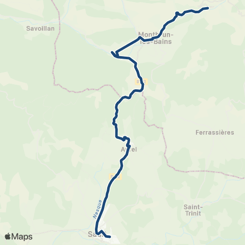 ARA Cars Région Drôme - Scolaire Sco Barret de Lioure - Sault map