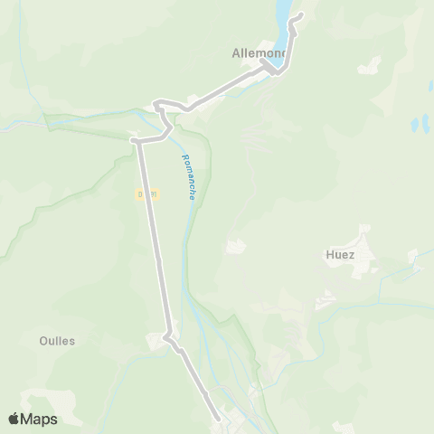ARA Cars Région Isère - Scolaire Vaujany-Oz-Allemont-Bourg d'Oisans map