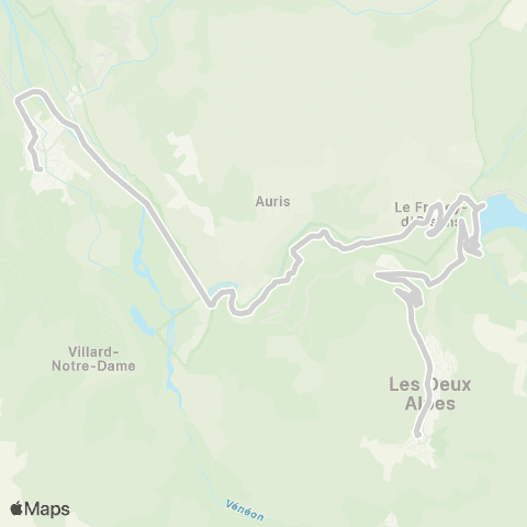 ARA Cars Région Isère - Scolaire Auris-Mizoen-le Freney-Bourg d'Oisans map
