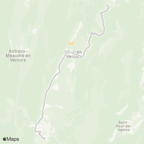 ARA Cars Région Isère - Scolaire St Nizier-Lans en V.-Villard de Lans map