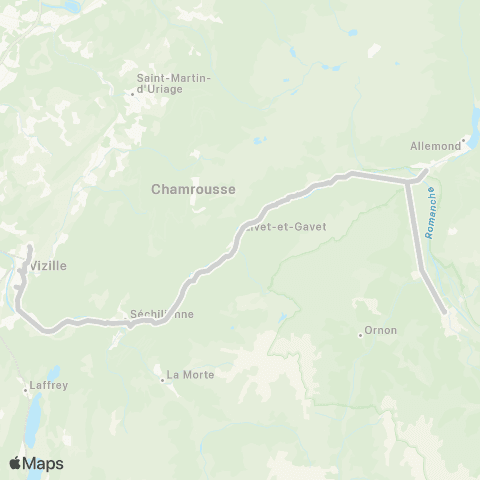 ARA Cars Région Isère - Scolaire Bourg d'Oisans-Vizille map
