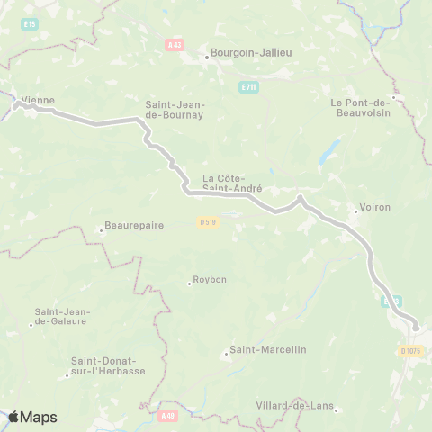 ARA Cars Région Isère - Scolaire Vienne-Grenoble map