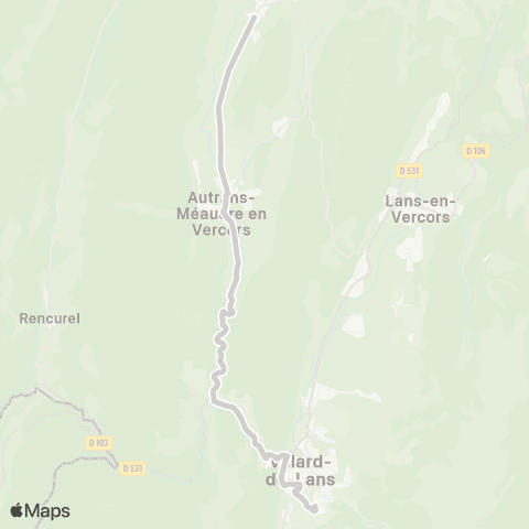 ARA Cars Région Isère - Scolaire Autrans-Meaudre-Villard de Lans map