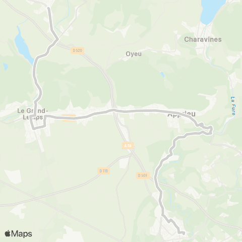 ARA Cars Région Isère - Scolaire Chabons-Apprieu-Rives map