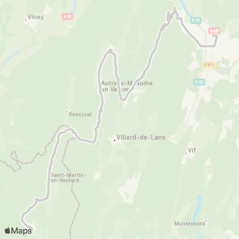 ARA Cars Région Isère - Scolaire Grenoble-Autrans-la Chapelle en Vercors map