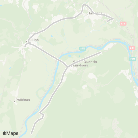 ARA Cars Région Isère - Scolaire Polienas-la Rivière-St Quentin-Moirans map