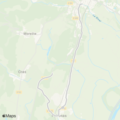 ARA Cars Région Isère - Scolaire Polienas-Tullins map