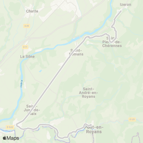 ARA Cars Région Isère - Scolaire St P de Cherennes-St Romans-Pt en Royans map