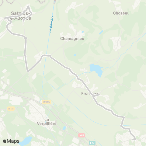 ARA Cars Région Isère - Scolaire Satolas-Frontonas-l'Isle d'Abeau map