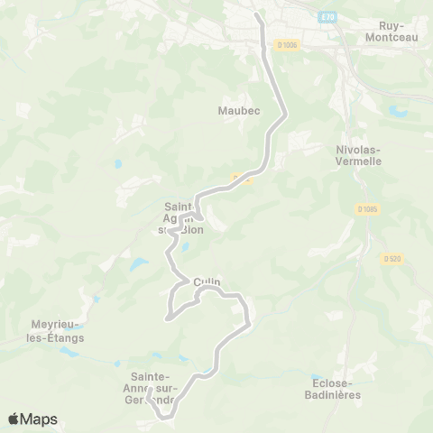 ARA Cars Région Isère - Scolaire Ste Anne sur Gervonde-St Agnin sur Bion map