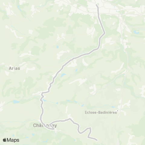 ARA Cars Région Isère - Scolaire Chatonnay-Meyrieu les Étangs Corr.T34 map