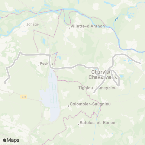 ARA Cars Région Isère - Scolaire Pont de Cheruy-Tignieu-Genas map