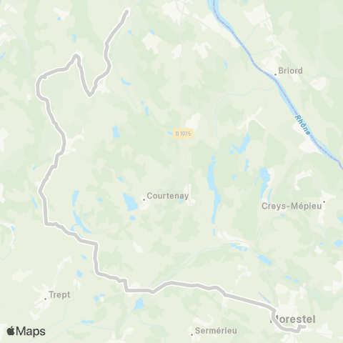 ARA Cars Région Isère - Scolaire Charette-Optevoz-Soleymieu-Morestel map