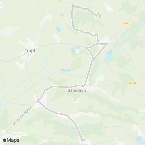 ARA Cars Région Isère - Scolaire Venerieu-St H.De Brens-Trept-St Chef map