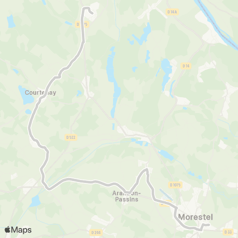 ARA Cars Région Isère - Scolaire Bouvesse-Courtenay-Morestel map